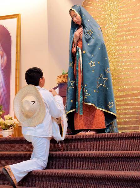 Students dressed up as Our Lady or St. Juan Diego and performed traditional Mexican dances as well as a play of the Miracle of Our Lady of Guadalupe at the celebration that followed Mass.