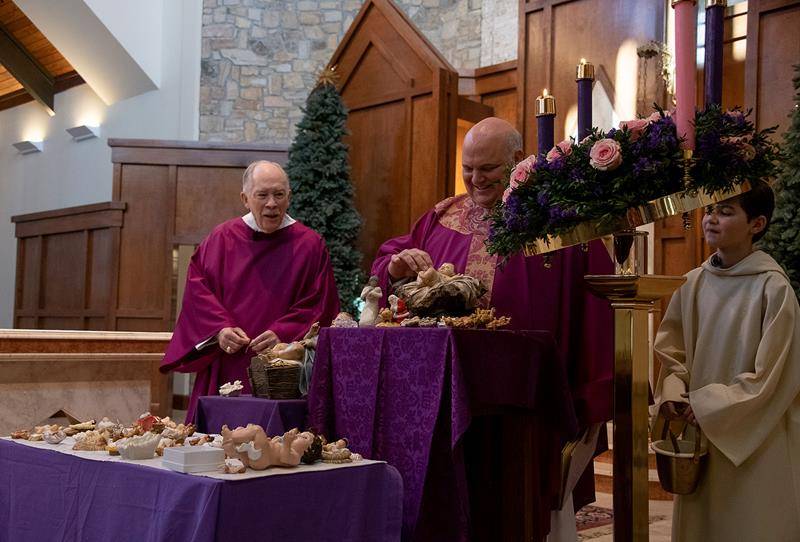 GREENSBORO — Following the tradition started by St. John Paul II on the Third Sunday of Advent, Gaudete Sunday, the parishioners at St. Pius X Church celebrated with a Bambinelli Blessing.
