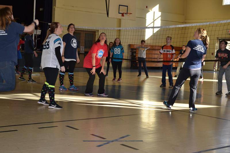 CHARLOTTE — St. Ann School started Catholic Schools Week with a prayer service on Jan. 28. The annual teachers vs. Fifth Grade students volleyball game followed. Teachers won the first game and students won the second. (Photo via Facebook)