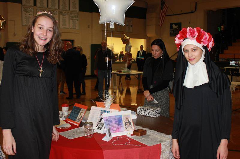 St. Leo School students Saint Wax Museum raised $150 for Catholic Charities. (Photo provided Melissa Kinsley)