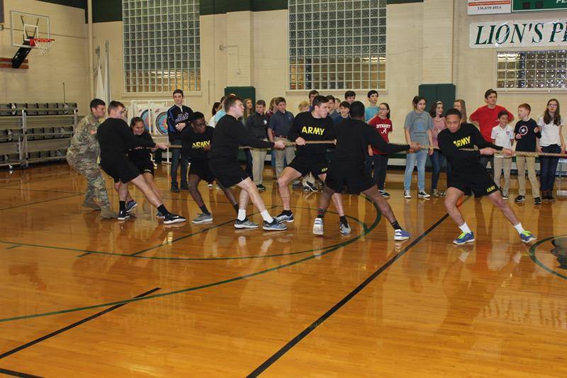 ROTC from Winston Salem State and Wake Forest University Middle School presentation and played tug of war. (Photo provided Melissa Kinsley)