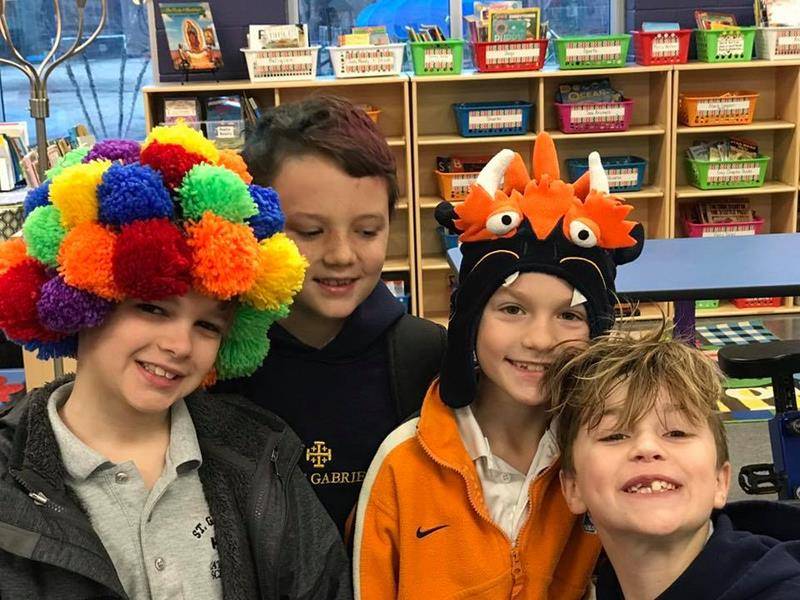 CHARLOTTE — St. Gabriel School students rocked “Crazy Hair, Hat, and Sock Day” for Catholic Schools Week. (Photo via Facebook)