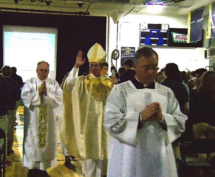 Bishop Peter Jugis celebrated Mass Jan. 28 for Bishop McGuinness High School in Kernersville. ((Photo by Tony O'Meara)