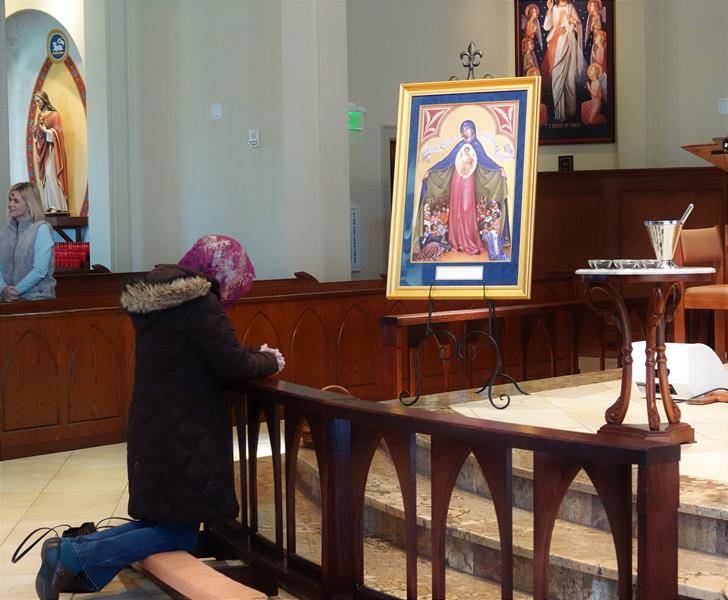 Pictured is the traveling icon from the Knights of Columbus entitled “Our Lady Help of Persecuted Christians.” (Photo provided by Amy Burger)