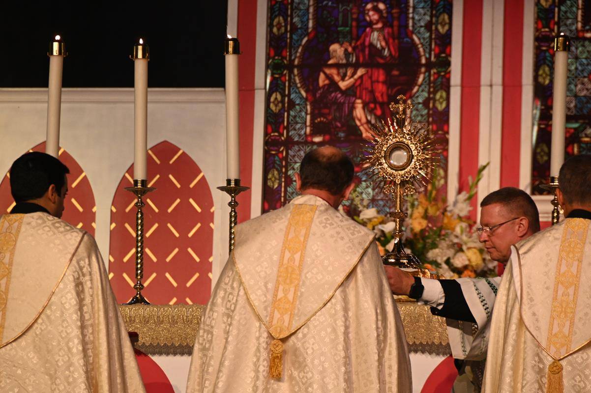 Father Patrick Winslow delivers Holy Hour homily