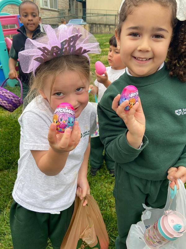 St. Michael School pre-K kids had a wonderful morning hunting Easter eggs. (Photo via Facebook)