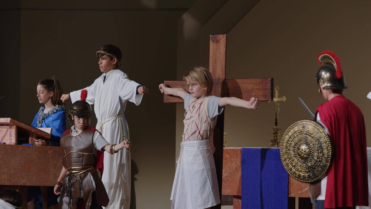 St Gabriel School students performed Living Stations of the Cross. Watch video of the program at https://stgabrielchurch.org/stationscl. (Photo via Facebook)