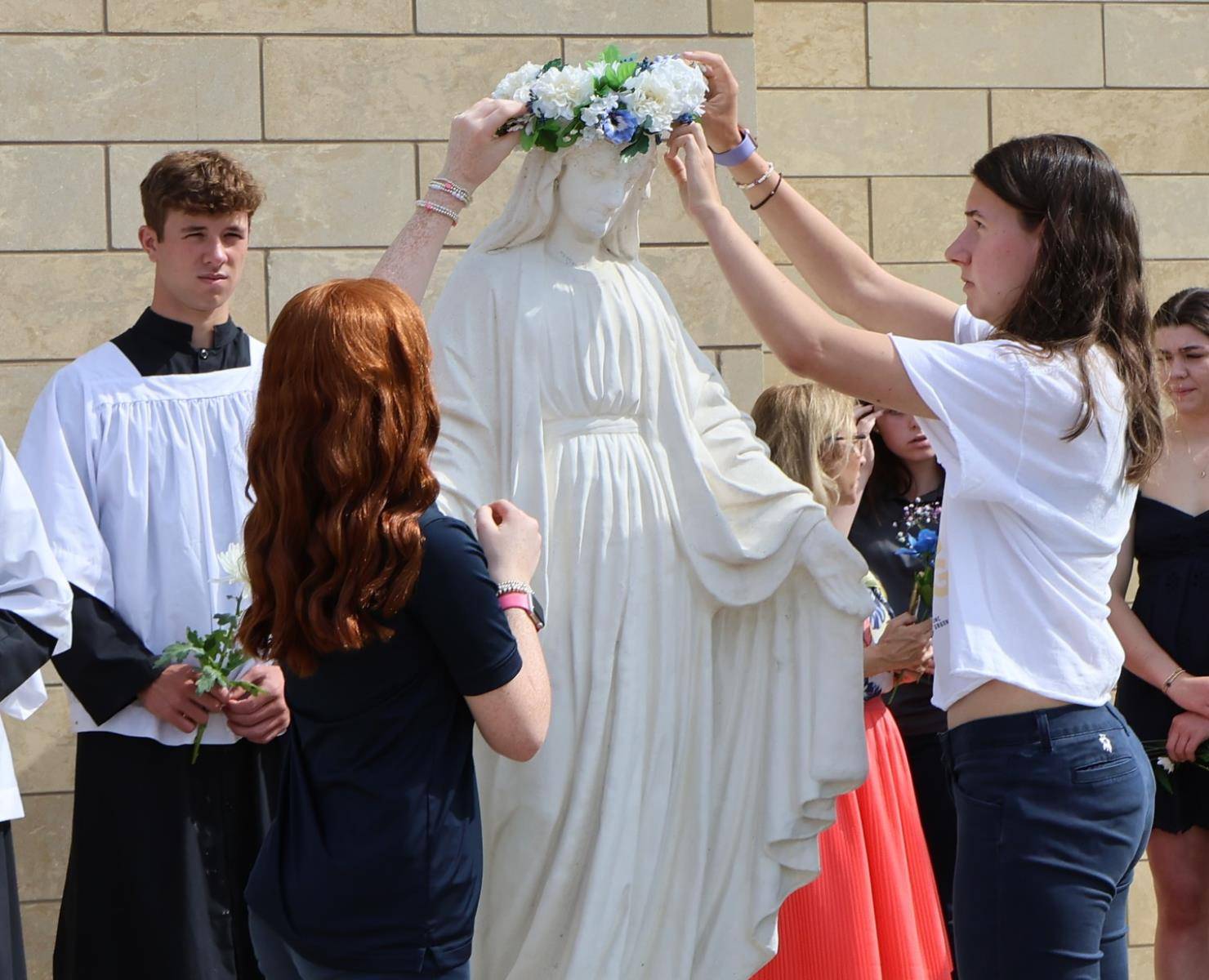 The Christ the King High School community gathered in faith and unity for a beautiful May Crowning procession and all-school Mass in honor of Our Blessed Mother, Mary.